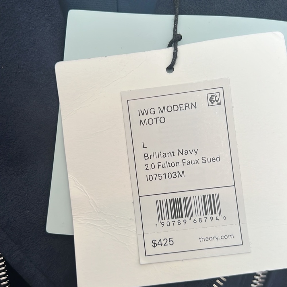 THEORY moto Jacket . Faux suede. Navy blue . - Picture 5 of 7